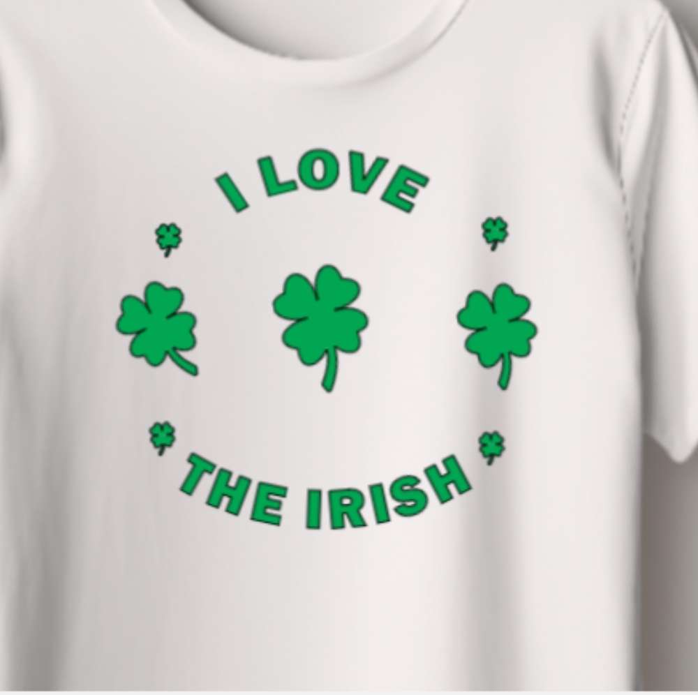 White and Green Graphic Tee I Love The Irish
